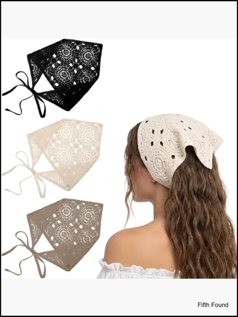 Floral Crochet Head Scarf 3 Pack Vintage Headband for Women